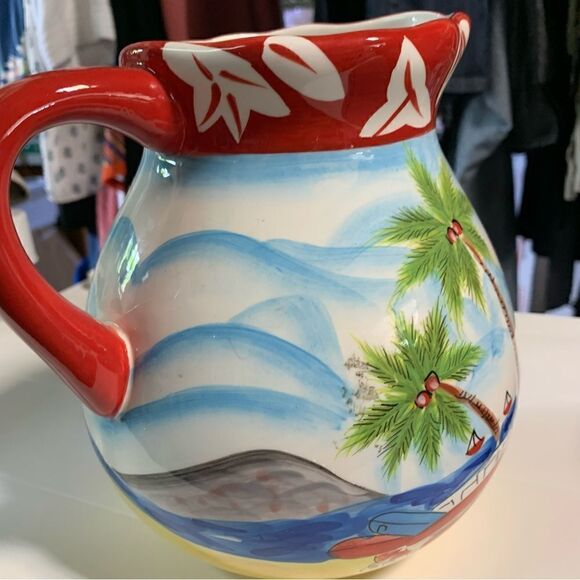 HausenWare Island Beach Pitcher Palm Trees Surf Boards Station Wagon Gorgeous - Picture 6 of 8